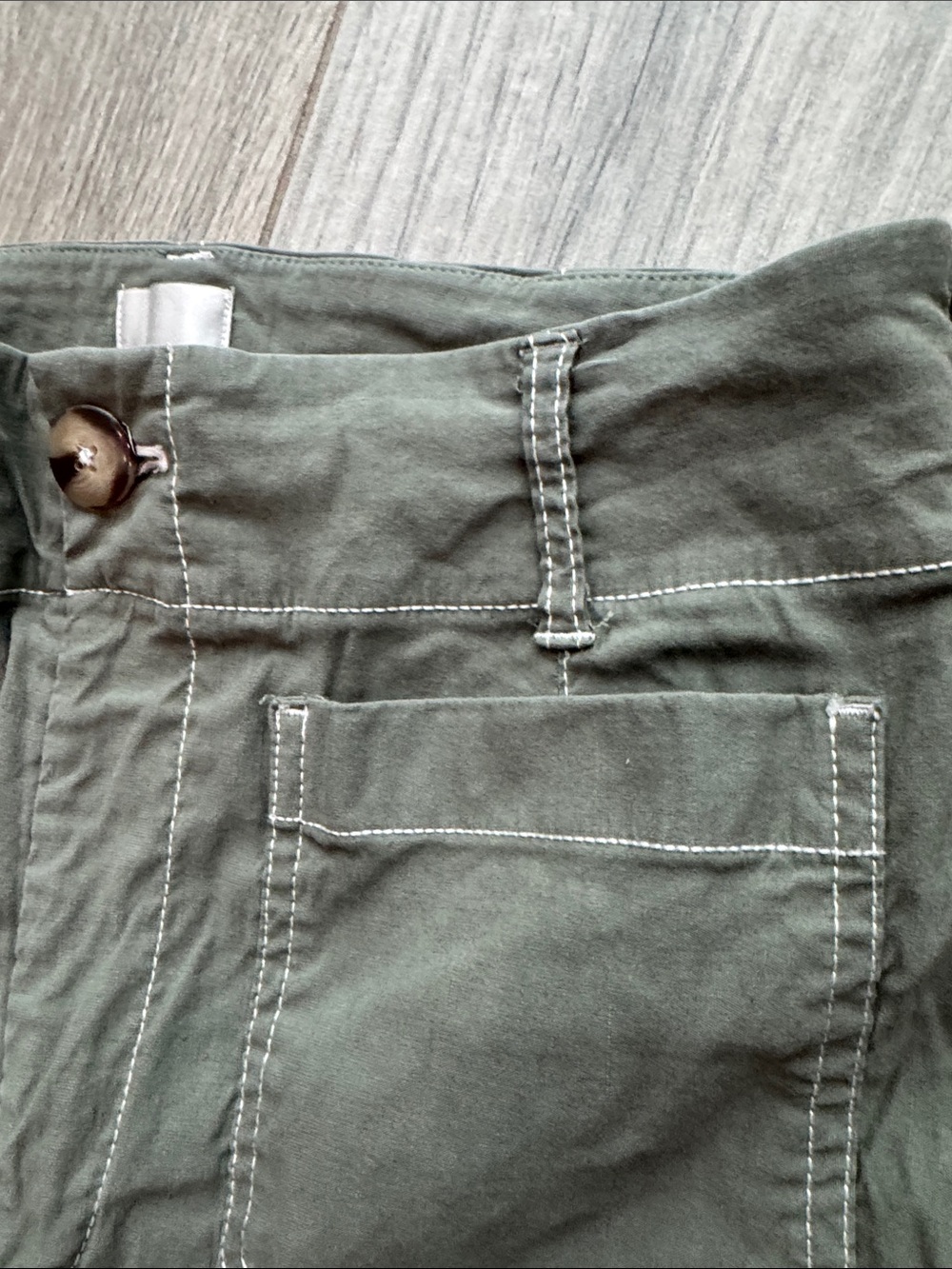 Maeve The Collette Sage Green Wide Leg Pants with Contrasting Stitch - Picture 6 of 12